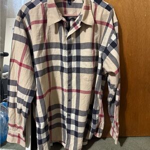Burberry Cream and Red Plaid Shirt